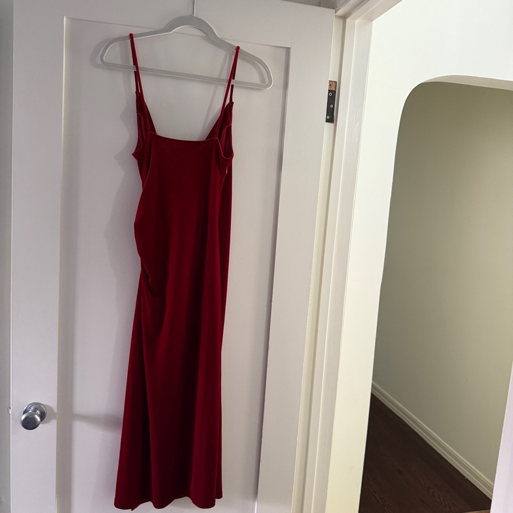Gorgeous Zara Deep Red Velvet Dress - Picture 3 of 8